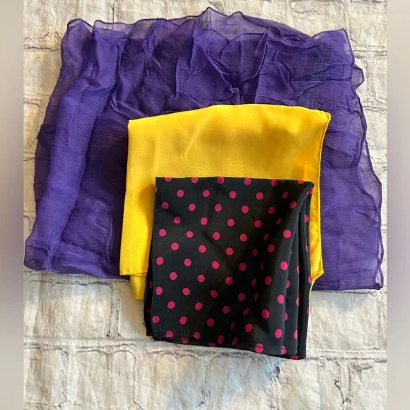 LOT OF (3) SQUARE DIFFERENT SIZE SCARVES VINTAGE HANKIES AND PURPLE SHEER GAP - Picture 1 of 9